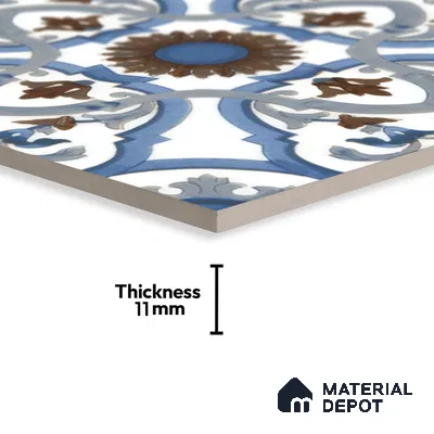Moroccan Tile TL 04795 Zellige Ohlo Blue Multi Colour 1 ft x 1 ft Vitrified Matte Finish - 11 mm | Suitable for Kitchen, Bathroom, Balcony Floor & Wall | Please Expect a Slight Variation of Pattern (Sample)