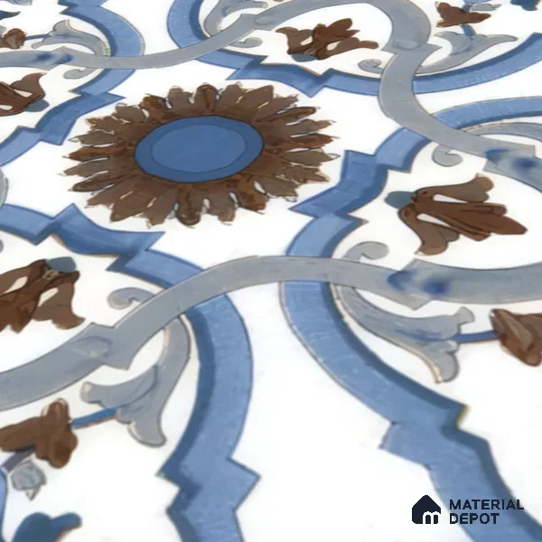 Moroccan Tile TL 04795 Zellige Ohlo Blue Multi Colour 1 ft x 1 ft Vitrified Matte Finish - 11 mm | Suitable for Kitchen, Bathroom, Balcony Floor & Wall | Please Expect a Slight Variation of Pattern (Sample)