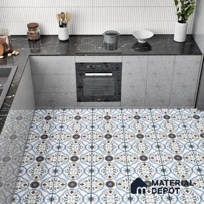 Moroccan Tile TL 04795 Zellige Ohlo Blue Multi Colour 1 ft x 1 ft Vitrified Matte Finish - 11 mm | Suitable for Kitchen, Bathroom, Balcony Floor & Wall | Please Expect a Slight Variation of Pattern (Sample)