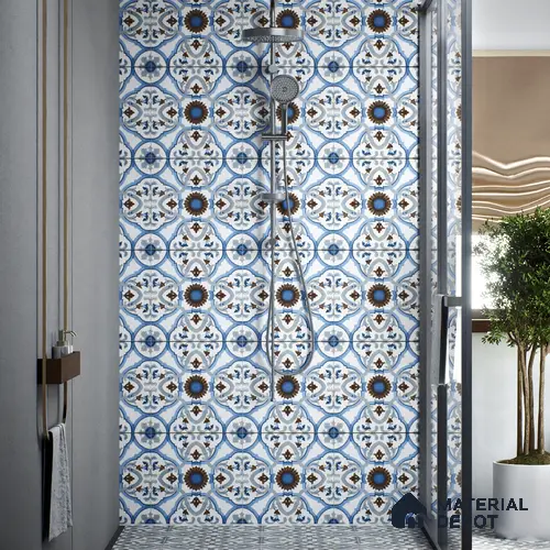 Moroccan Tile TL 04795 Zellige Ohlo Blue Multi Colour 1 ft x 1 ft Vitrified Matte Finish - 11 mm | Suitable for Kitchen, Bathroom, Balcony Floor & Wall | Please Expect a Slight Variation of Pattern