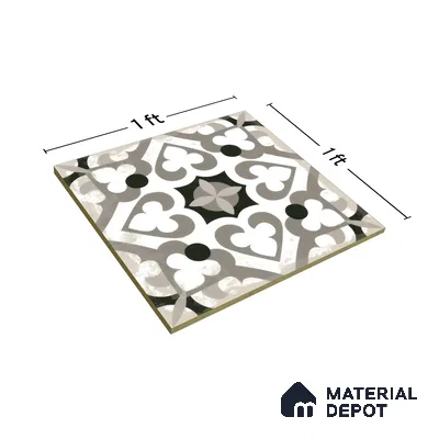 Moroccan Tile TL 04796 Zellige Oregon Grey Multi Colour 1 ft x 1 ft Vitrified Matte Finish - 11 mm | Suitable for Kitchen, Bathroom, Balcony Floor & Wall | Please Expect a Slight Variation of Pattern (Sample)