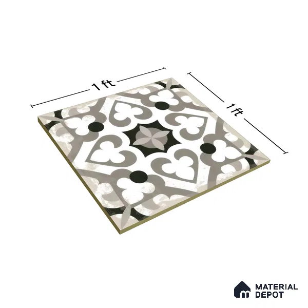Moroccan Tile TL 04796 Zellige Oregon Grey Multi Colour 1 ft x 1 ft Vitrified Matte Finish - 11 mm | Suitable for Kitchen, Bathroom, Balcony Floor & Wall | Please Expect a Slight Variation of Pattern (Sample)