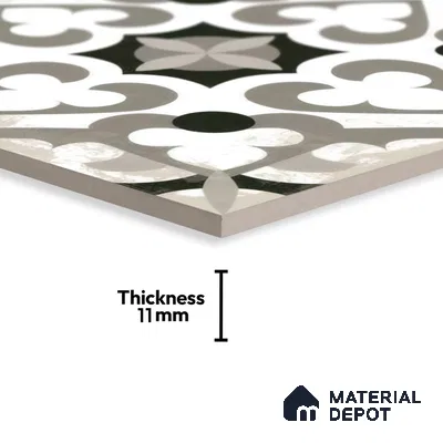 Moroccan Tile TL 04796 Zellige Oregon Grey Multi Colour 1 ft x 1 ft Vitrified Matte Finish - 11 mm | Suitable for Kitchen, Bathroom, Balcony Floor & Wall | Please Expect a Slight Variation of Pattern (Sample)