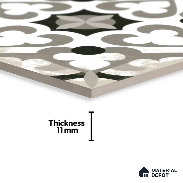 Moroccan Tile TL 04796 Zellige Oregon Grey Multi Colour 1 ft x 1 ft Vitrified Matte Finish - 11 mm | Suitable for Kitchen, Bathroom, Balcony Floor & Wall | Please Expect a Slight Variation of Pattern (Sample)