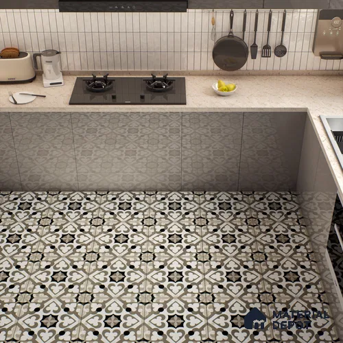 Moroccan Floor & Wall Tile TL 04796 Zellige Oregon Grey Multi Colour 1 ft x 1 ft Vitrified Matte Finish - 11 mm | Suitable for Kitchen, Bathroom, Balcony | Please Expect a Slight Variation of Pattern