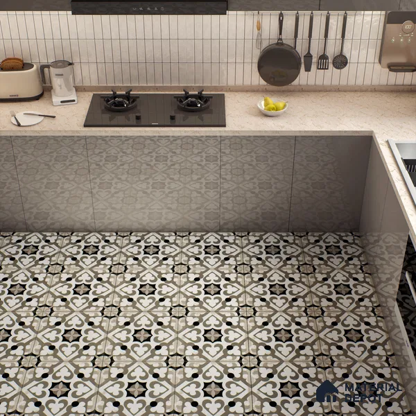 Moroccan Tile TL 04796 Zellige Oregon Grey Multi Colour 1 ft x 1 ft Vitrified Matte Finish - 11 mm | Suitable for Kitchen, Bathroom, Balcony Floor & Wall | Please Expect a Slight Variation of Pattern (Sample)