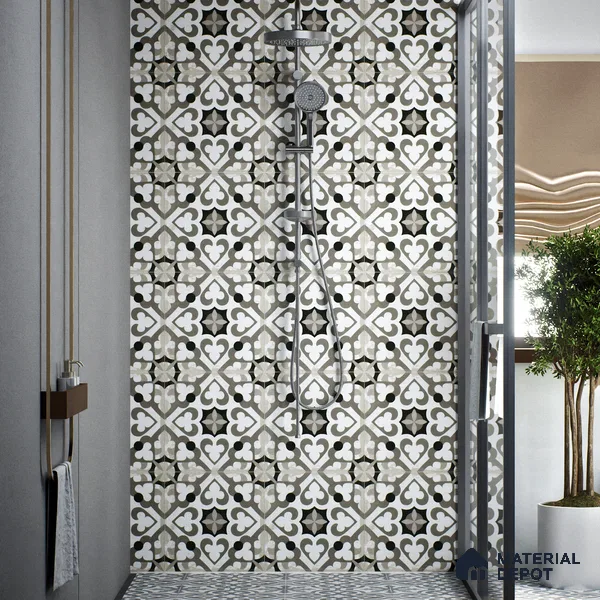 Moroccan Tile TL 04796 Zellige Oregon Grey Multi Colour 1 ft x 1 ft Vitrified Matte Finish - 11 mm | Suitable for Kitchen, Bathroom, Balcony Floor & Wall | Please Expect a Slight Variation of Pattern (Sample)