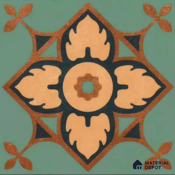 Moroccan Tile TL 04798 Zellige Deep Emerald Green Multi Colour 1 ft x 1 ft Vitrified Matte Finish - 11 mm | Suitable for Kitchen, Bathroom, Balcony Floor & Wall | Please Expect a Slight Variation of Pattern (Sample)