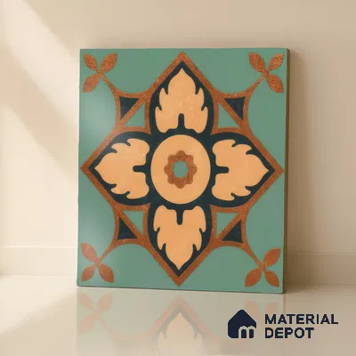 Moroccan Tile TL 04798 Zellige Deep Emerald Green Multi Colour 1 ft x 1 ft Vitrified Matte Finish - 11 mm | Suitable for Kitchen, Bathroom, Balcony Floor & Wall | Please Expect a Slight Variation of Pattern (Sample)