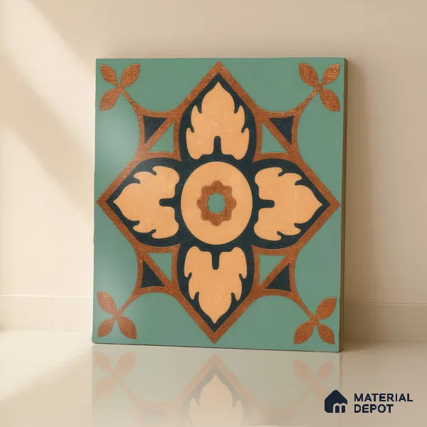 Moroccan Tile TL 04798 Zellige Deep Emerald Green Multi Colour 1 ft x 1 ft Vitrified Matte Finish - 11 mm | Suitable for Kitchen, Bathroom, Balcony Floor & Wall | Please Expect a Slight Variation of Pattern (Sample)