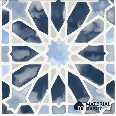Moroccan Wall & Floor Tile TL 04799 Zellige Blue Crystal Salta Multi Colour 1 ft x 1 ft Vitrified Matte Finish - 11 mm | Suitable for Kitchen, Bathroom, Balcony | Please Expect a Slight Variation of Pattern