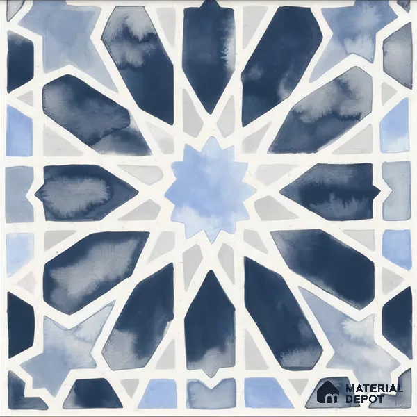 Moroccan Wall & Floor Tile TL 04799 Zellige Blue Crystal Salta Multi Colour 1 ft x 1 ft Vitrified Matte Finish - 11 mm | Suitable for Kitchen, Bathroom, Balcony | Please Expect a Slight Variation of Pattern