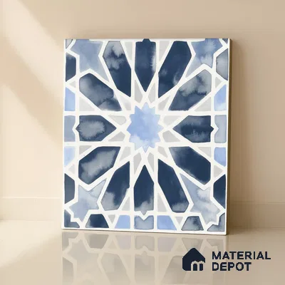 Moroccan Wall & Floor Tile TL 04799 Zellige Blue Crystal Salta Multi Colour 1 ft x 1 ft Vitrified Matte Finish - 11 mm | Suitable for Kitchen, Bathroom, Balcony | Please Expect a Slight Variation of Pattern