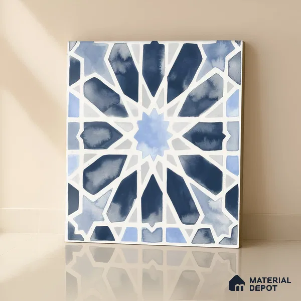 Moroccan Wall & Floor Tile TL 04799 Zellige Blue Crystal Salta Multi Colour 1 ft x 1 ft Vitrified Matte Finish - 11 mm | Suitable for Kitchen, Bathroom, Balcony | Please Expect a Slight Variation of Pattern