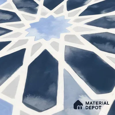 Moroccan Wall & Floor Tile TL 04799 Zellige Blue Crystal Salta Multi Colour 1 ft x 1 ft Vitrified Matte Finish - 11 mm | Suitable for Kitchen, Bathroom, Balcony | Please Expect a Slight Variation of Pattern
