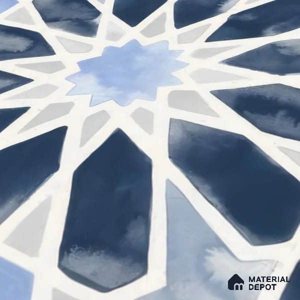 Moroccan Wall & Floor Tile TL 04799 Zellige Blue Crystal Salta Multi Colour 1 ft x 1 ft Vitrified Matte Finish - 11 mm | Suitable for Kitchen, Bathroom, Balcony | Please Expect a Slight Variation of Pattern