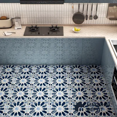 Moroccan Wall & Floor Tile TL 04799 Zellige Blue Crystal Salta Multi Colour 1 ft x 1 ft Vitrified Matte Finish - 11 mm | Suitable for Kitchen, Bathroom, Balcony | Please Expect a Slight Variation of Pattern