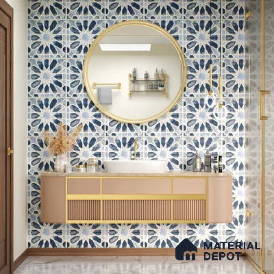 Moroccan Wall & Floor Tile TL 04799 Zellige Blue Crystal Salta Multi Colour 1 ft x 1 ft Vitrified Matte Finish - 11 mm | Suitable for Kitchen, Bathroom, Balcony | Please Expect a Slight Variation of Pattern