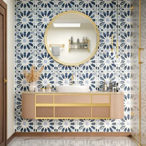 Moroccan Tile TL 04799 Zellige Blue Crystal Salta Multi Colour 1 ft x 1 ft Vitrified Matte Finish - 11 mm | Suitable for Kitchen, Bathroom, Balcony Floor & Wall | Please Expect a Slight Variation of Pattern