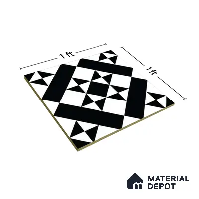 Moroccan Tile TL 05176 Zellige Monochrome Star Multi Colour 1 ft x 1 ft Vitrified Matte Finish - 9 mm | Suitable for Kitchen, Bathroom, Balcony Floor & Wall | Please Expect a Slight Variation of Pattern