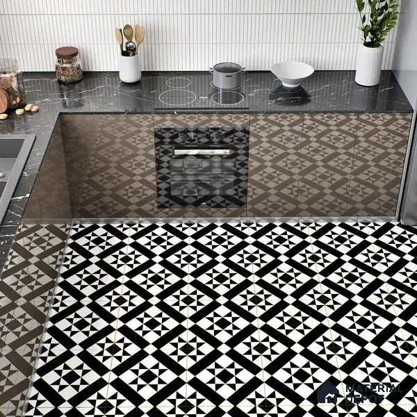 Moroccan Tile TL 05176 Zellige Monochrome Star Multi Colour 1 ft x 1 ft Vitrified Matte Finish - 9 mm | Suitable for Kitchen, Bathroom, Balcony Floor & Wall | Please Expect a Slight Variation of Pattern