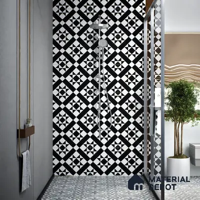 Moroccan Tile TL 05176 Zellige Monochrome Star Multi Colour 1 ft x 1 ft Vitrified Matte Finish - 9 mm | Suitable for Kitchen, Bathroom, Balcony Floor & Wall | Please Expect a Slight Variation of Pattern