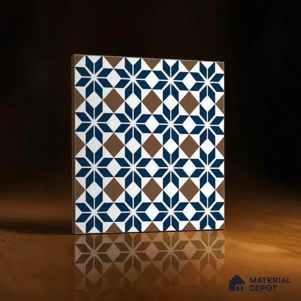 Moroccan Tile TL 05178 B Zellige Monochrome Blue Multi Colour 1 ft x 1 ft Vitrified Matte Finish - 9 mm | Suitable for Kitchen, Bathroom, Balcony Floor & Wall | Please Expect a Slight Variation of Pattern