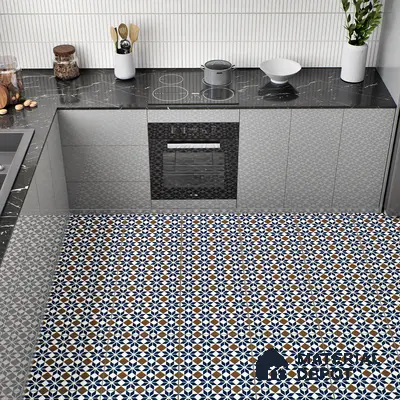 Moroccan Tile TL 05178 B Zellige Monochrome Blue Multi Colour 1 ft x 1 ft Vitrified Matte Finish - 9 mm | Suitable for Kitchen, Bathroom, Balcony Floor & Wall | Please Expect a Slight Variation of Pattern