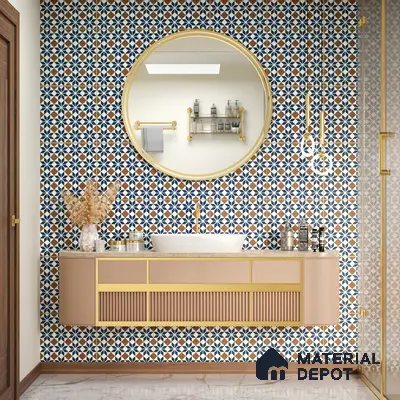 Moroccan Tile TL 05178 B Zellige Monochrome Blue Multi Colour 1 ft x 1 ft Vitrified Matte Finish - 9 mm | Suitable for Kitchen, Bathroom, Balcony Floor & Wall | Please Expect a Slight Variation of Pattern