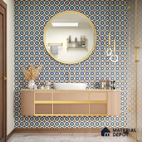 Moroccan Wall & Floor Tile TL 05178 B Zellige Monochrome Blue Multi Colour 1 ft x 1 ft Ceramic Matte Finish - 9 mm | Suitable for Kitchen, Bathroom, Balcony | Please Expect a Slight Variation of Pattern