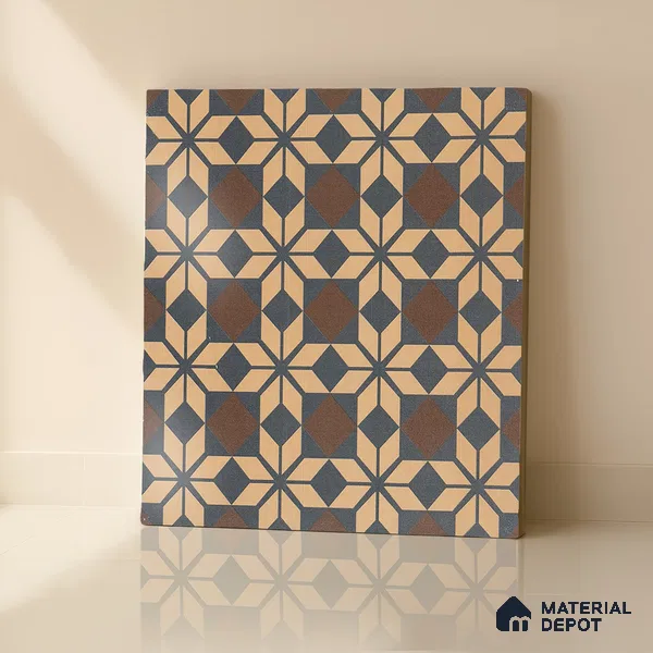 Moroccan Wall & Floor Tile TL 05178 C Zellige Monochrome Beige Multi Colour 1 ft x 1 ft Porcelain Matte Finish - 9 mm | Suitable for Kitchen, Bathroom, Balcony | Please Expect a Slight Variation of Pattern