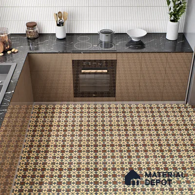 Moroccan Wall & Floor Tile TL 05178 C Zellige Monochrome Beige Multi Colour 1 ft x 1 ft Porcelain Matte Finish - 9 mm | Suitable for Kitchen, Bathroom, Balcony | Please Expect a Slight Variation of Pattern