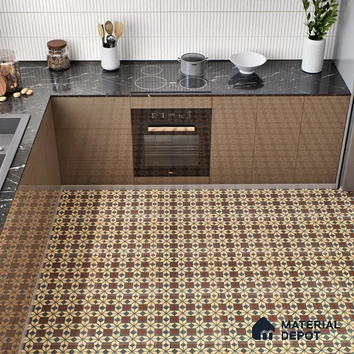 Moroccan Wall & Floor Tile TL 05178 C Zellige Monochrome Beige Multi Colour 1 ft x 1 ft Vitrified Matte Finish - 9 mm | Suitable for Kitchen, Bathroom, Balcony | Please Expect a Slight Variation of Pattern
