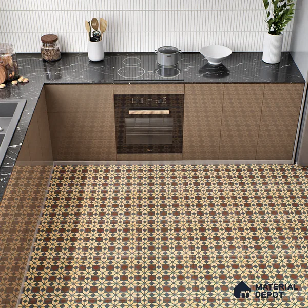 Moroccan Wall & Floor Tile TL 05178 C Zellige Monochrome Beige Multi Colour 1 ft x 1 ft Porcelain Matte Finish - 9 mm | Suitable for Kitchen, Bathroom, Balcony | Please Expect a Slight Variation of Pattern