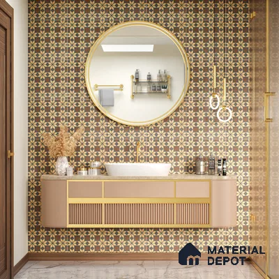 Moroccan Wall & Floor Tile TL 05178 C Zellige Monochrome Beige Multi Colour 1 ft x 1 ft Porcelain Matte Finish - 9 mm | Suitable for Kitchen, Bathroom, Balcony | Please Expect a Slight Variation of Pattern