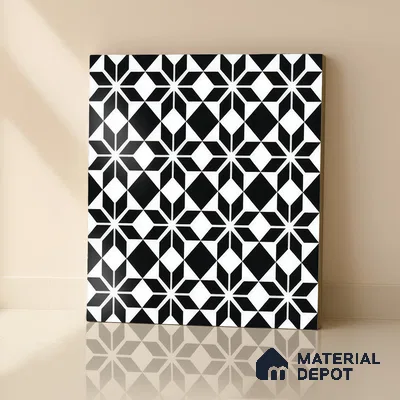 Moroccan Tile TL 05178 Zellige Monochrome Black Multi Colour 1 ft x 1 ft Vitrified Matte Finish - 9 mm | Suitable for Kitchen, Bathroom, Balcony Floor & Wall | Please Expect a Slight Variation of Pattern (Sample)