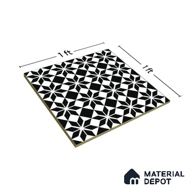 Moroccan Tile TL 05178 Zellige Monochrome Black Multi Colour 1 ft x 1 ft Vitrified Matte Finish - 9 mm | Suitable for Kitchen, Bathroom, Balcony Floor & Wall | Please Expect a Slight Variation of Pattern (Sample)