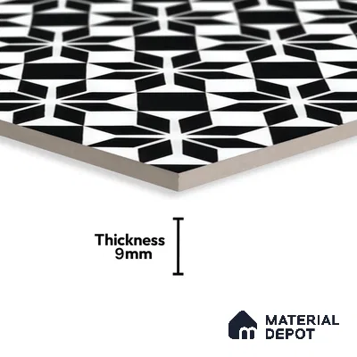 Moroccan Tile TL 05178 Zellige Monochrome Black Multi Colour 1 ft x 1 ft Vitrified Matte Finish - 9 mm | Suitable for Kitchen, Bathroom, Balcony Floor & Wall | Please Expect a Slight Variation of Pattern (Sample)
