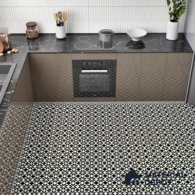 Moroccan Tile TL 05178 Zellige Monochrome Black Multi Colour 1 ft x 1 ft Vitrified Matte Finish - 9 mm | Suitable for Kitchen, Bathroom, Balcony Floor & Wall | Please Expect a Slight Variation of Pattern (Sample)
