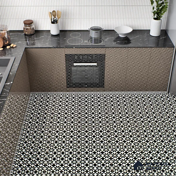 Moroccan Tile TL 05178 Zellige Monochrome Black Multi Colour 1 ft x 1 ft Vitrified Matte Finish - 9 mm | Suitable for Kitchen, Bathroom, Balcony Floor & Wall | Please Expect a Slight Variation of Pattern (Sample)