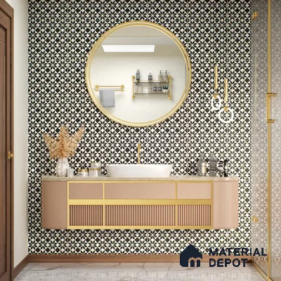Moroccan Tile TL 05178 Zellige Monochrome Black Multi Colour 1 ft x 1 ft Vitrified Matte Finish - 9 mm | Suitable for Kitchen, Bathroom, Balcony Floor & Wall | Please Expect a Slight Variation of Pattern (Sample)