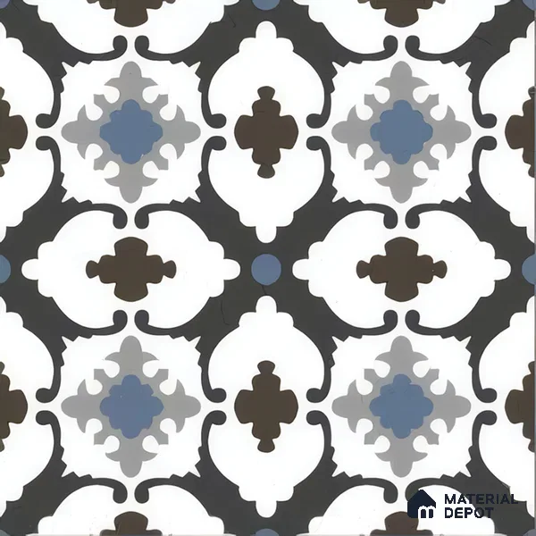 Moroccan Wall & Floor Tile TL 05179 Zellige Blue Mirage Multi Colour 1 ft x 1 ft Vitrified Matte Finish - 9 mm | Suitable for Kitchen, Bathroom, Balcony | Please Expect a Slight Variation of Pattern