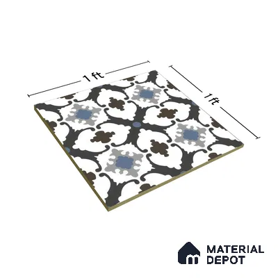 Moroccan Wall & Floor Tile TL 05179 Zellige Blue Mirage Multi Colour 1 ft x 1 ft Vitrified Matte Finish - 9 mm | Suitable for Kitchen, Bathroom, Balcony | Please Expect a Slight Variation of Pattern