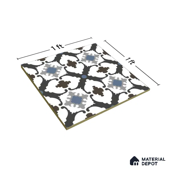 Moroccan Wall & Floor Tile TL 05179 Zellige Blue Mirage Multi Colour 1 ft x 1 ft Vitrified Matte Finish - 9 mm | Suitable for Kitchen, Bathroom, Balcony | Please Expect a Slight Variation of Pattern