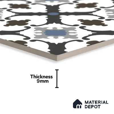 Moroccan Wall & Floor Tile TL 05179 Zellige Blue Mirage Multi Colour 1 ft x 1 ft Vitrified Matte Finish - 9 mm | Suitable for Kitchen, Bathroom, Balcony | Please Expect a Slight Variation of Pattern
