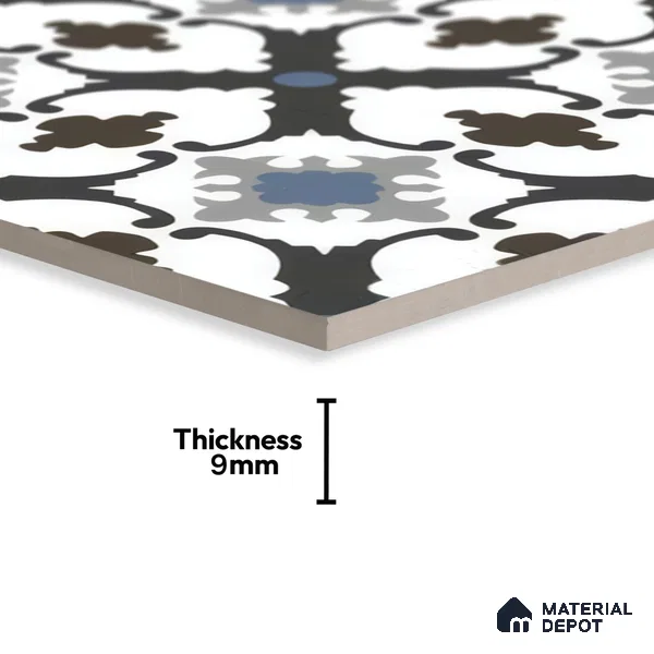 Moroccan Wall & Floor Tile TL 05179 Zellige Blue Mirage Multi Colour 1 ft x 1 ft Vitrified Matte Finish - 9 mm | Suitable for Kitchen, Bathroom, Balcony | Please Expect a Slight Variation of Pattern