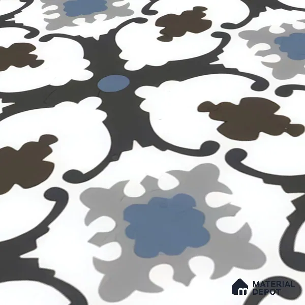 Moroccan Wall & Floor Tile TL 05179 Zellige Blue Mirage Multi Colour 1 ft x 1 ft Vitrified Matte Finish - 9 mm | Suitable for Kitchen, Bathroom, Balcony | Please Expect a Slight Variation of Pattern