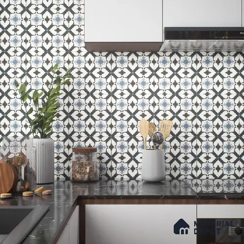 Moroccan Tile TL 05179 Zellige Blue Mirage Multi Colour 1 ft x 1 ft Vitrified Matte Finish - 9 mm | Suitable for Kitchen, Bathroom, Balcony Floor & Wall | Please Expect a Slight Variation of Pattern