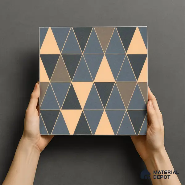 Moroccan Tile TL 05201 Zellige Stacked Triangle Multi Colour 1 ft x 1 ft Vitrified Matte Finish - 9 mm | Suitable for Kitchen, Bathroom, Balcony Floor & Wall | Please Expect a Slight Variation of Pattern