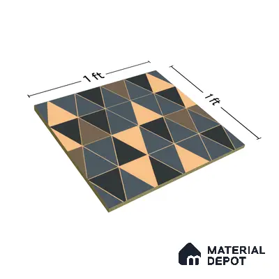 Moroccan Tile TL 05201 Zellige Stacked Triangle Multi Colour 1 ft x 1 ft Vitrified Matte Finish - 9 mm | Suitable for Kitchen, Bathroom, Balcony Floor & Wall | Please Expect a Slight Variation of Pattern